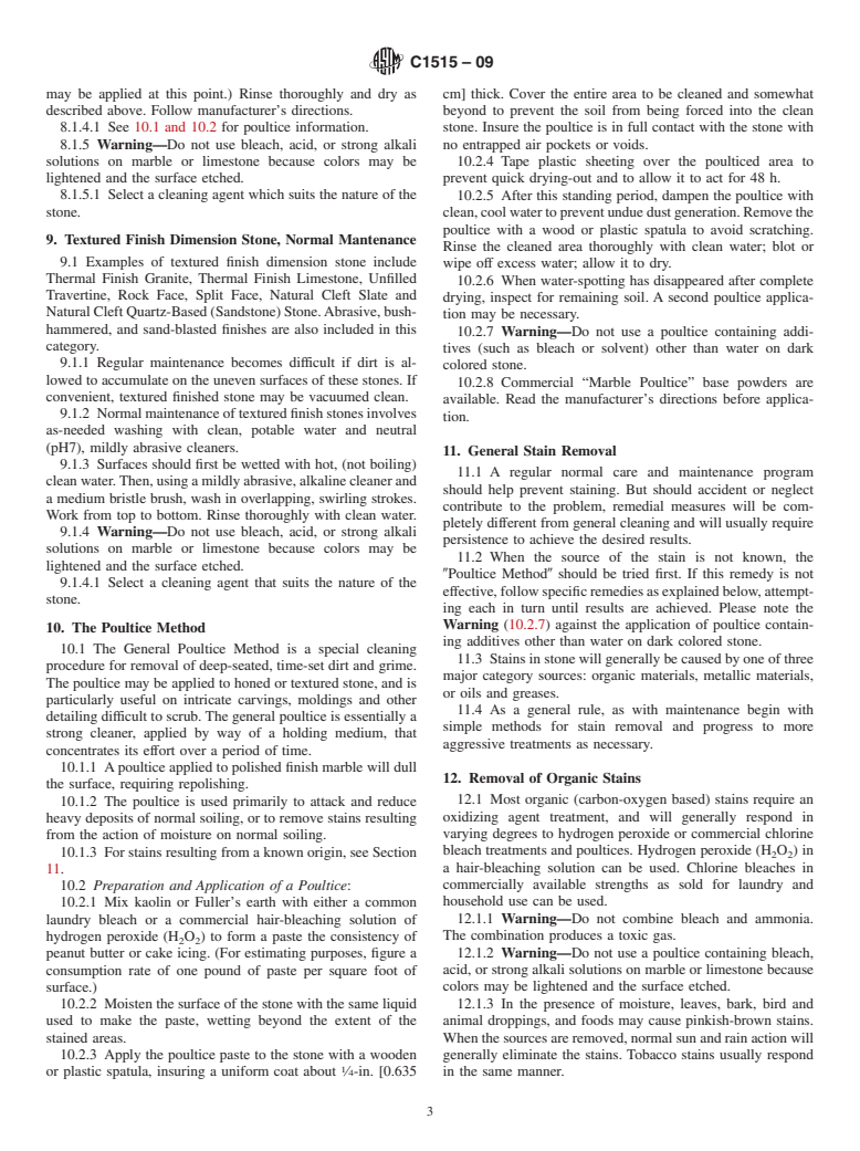 ASTM C1515-09 - Standard Guide for Cleaning of Exterior Dimension Stone, Vertical And Horizontal Surfaces, New or Existing