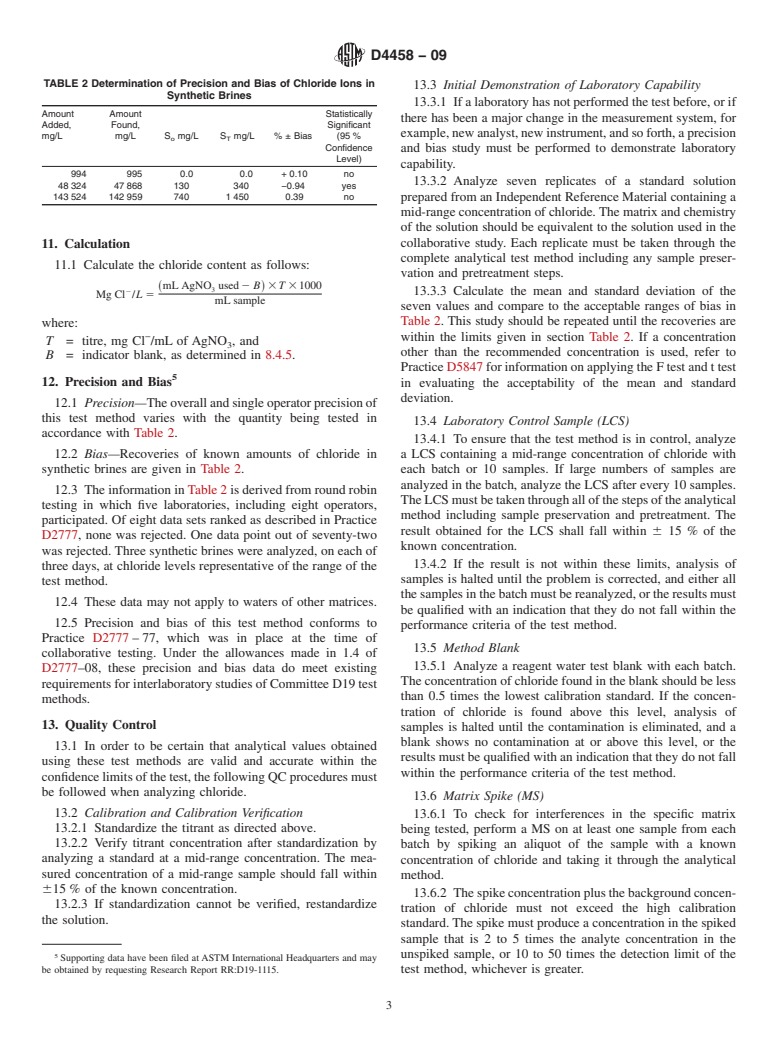 ASTM D4458-09 - Standard Test Method for Chloride Ions in Brackish Water, Seawater, and Brines