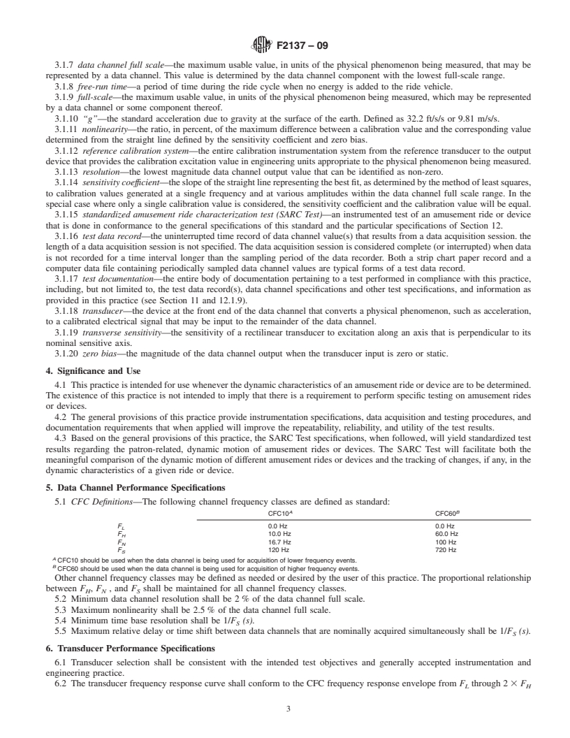 REDLINE ASTM F2137-09 - Standard Practice for Measuring the Dynamic Characteristics of Amusement Rides and Devices