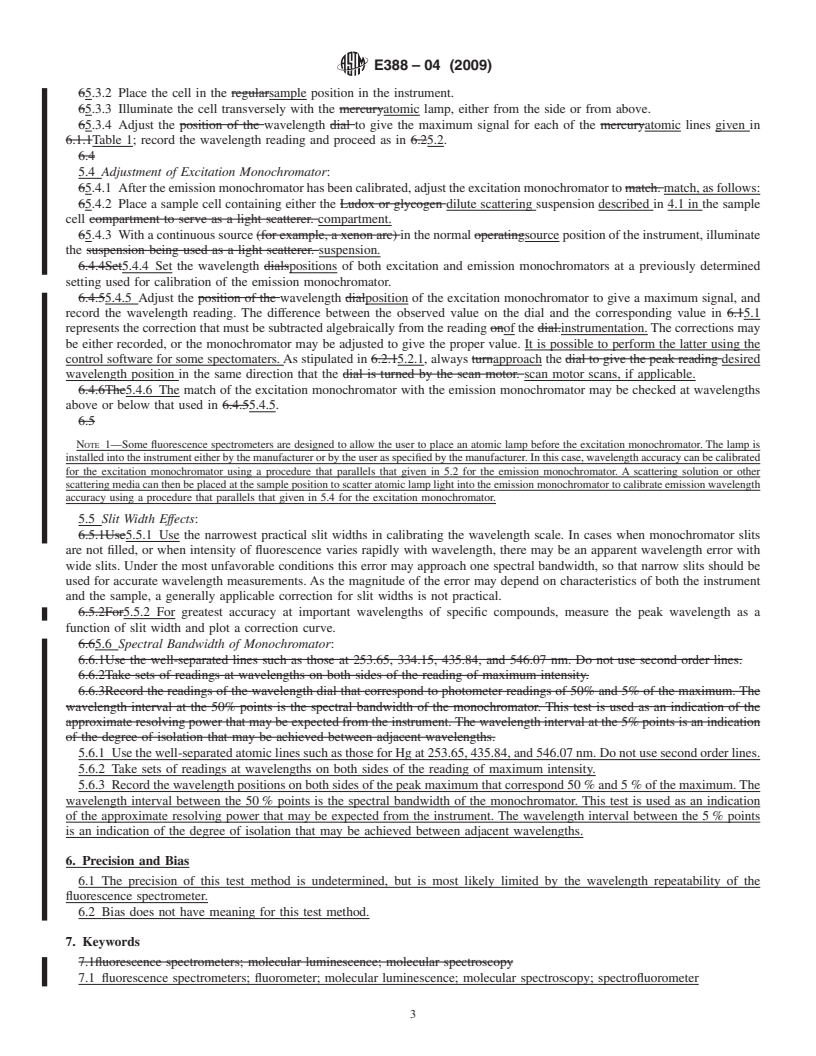 REDLINE ASTM E388-04(2009) - Standard Test Method for Wavelength Accuracy and Spectral Bandwidth of Fluorescence Spectrometers <sup>,</sup>