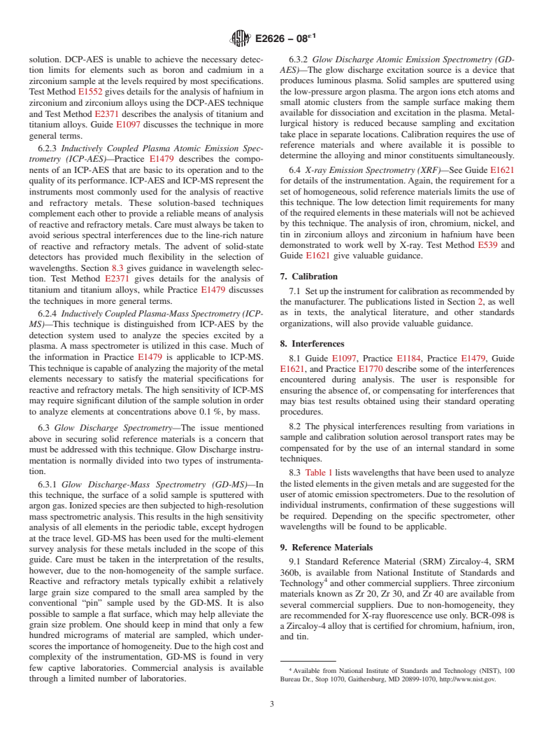 ASTM E2626-08e1 - Standard Guide for Spectrometric Analysis of Reactive and Refractory Metals (Withdrawn 2017)