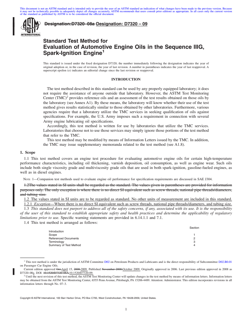 REDLINE ASTM D7320-09 - Standard Test Method for Evaluation of Automotive Engine Oils in the Sequence IIIG, Spark-Ignition Engine