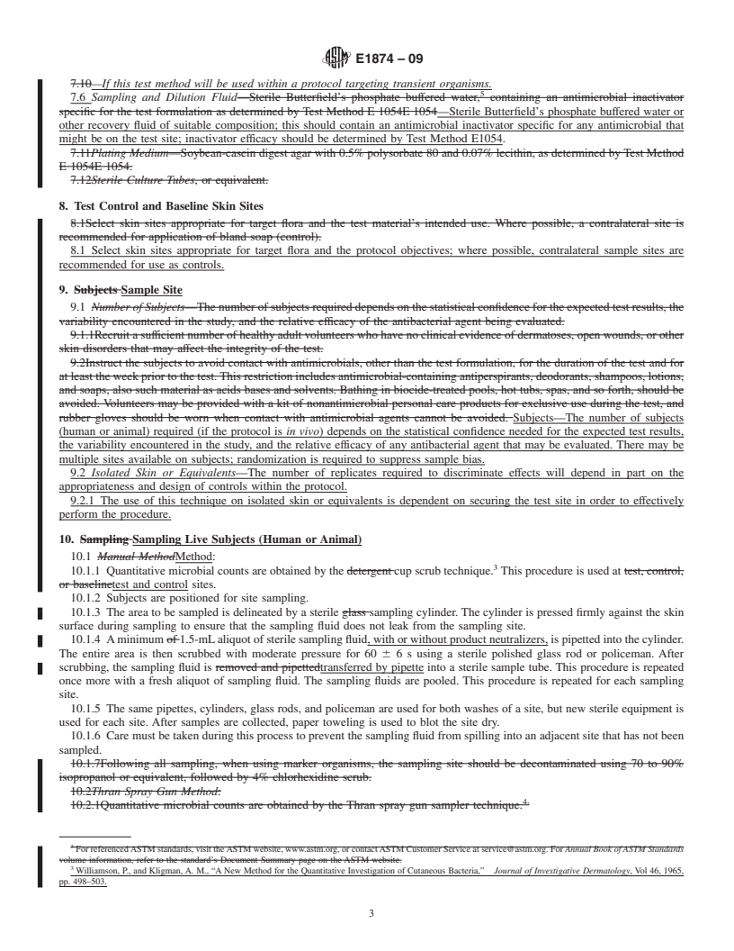 REDLINE ASTM E1874-09 - Standard Test Method for Recovery of Microorganisms from Skin using the Cup Scrub Technique