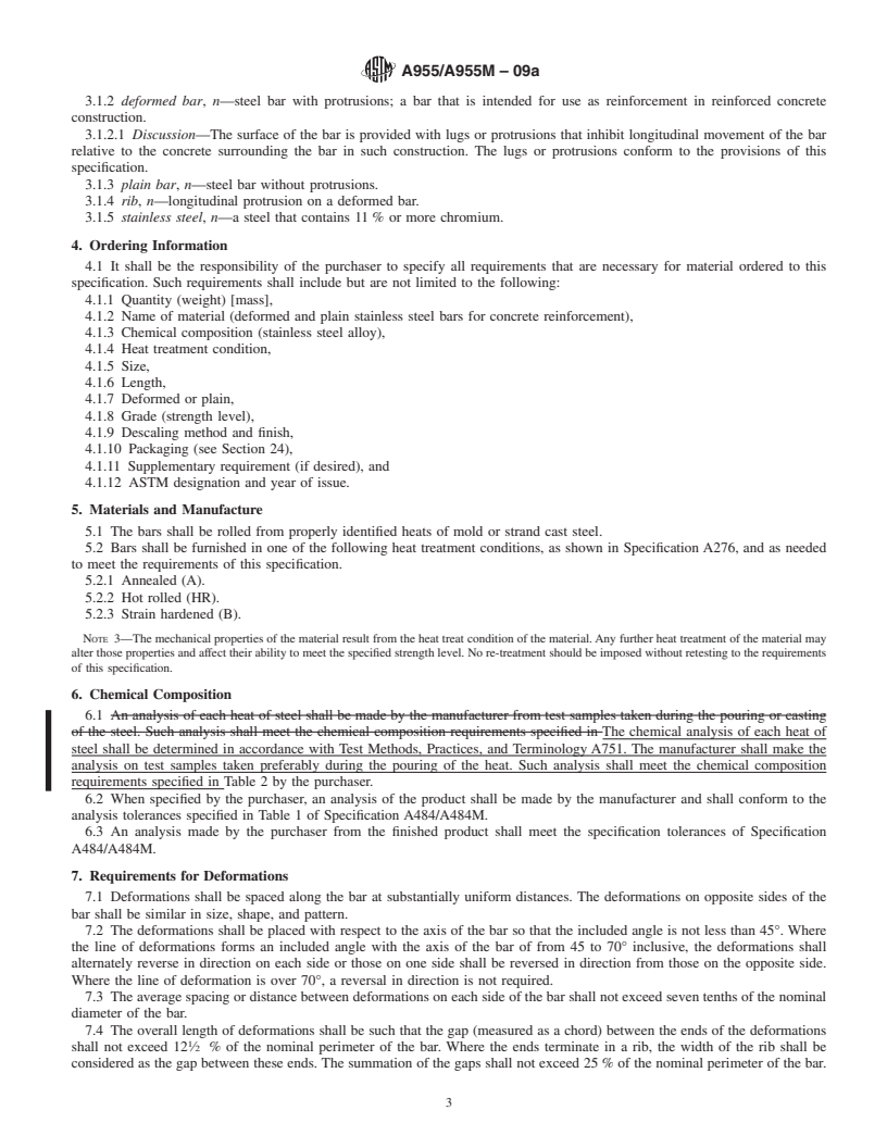 REDLINE ASTM A955/A955M-09a - Standard Specification for Deformed and Plain Stainless-Steel Bars for Concrete Reinforcement