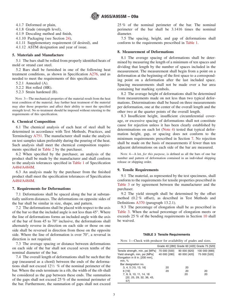 ASTM A955/A955M-09a - Standard Specification for Deformed and Plain Stainless-Steel Bars for Concrete Reinforcement