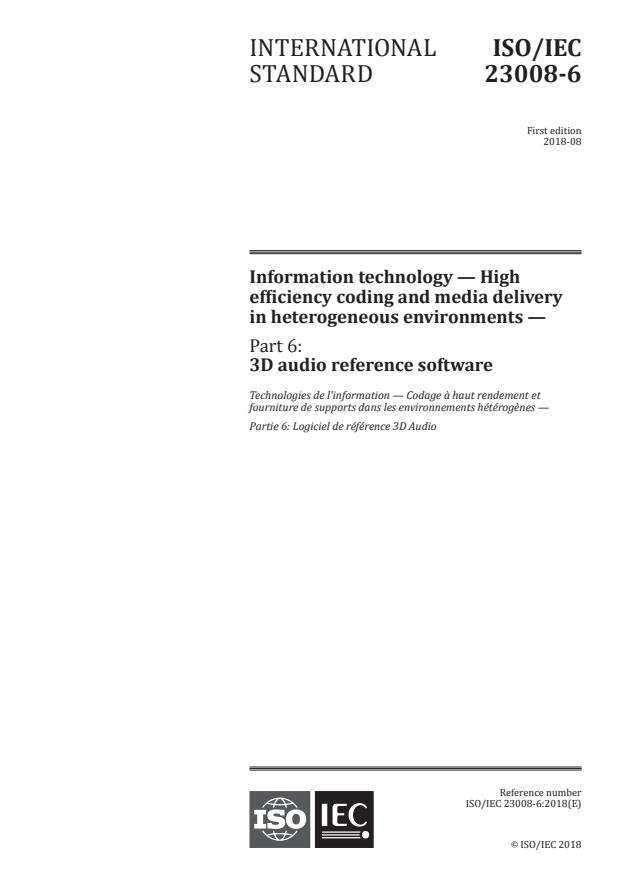 ISO/IEC 23008-6:2018 - Information technology -- High efficiency coding and media delivery in heterogeneous environments