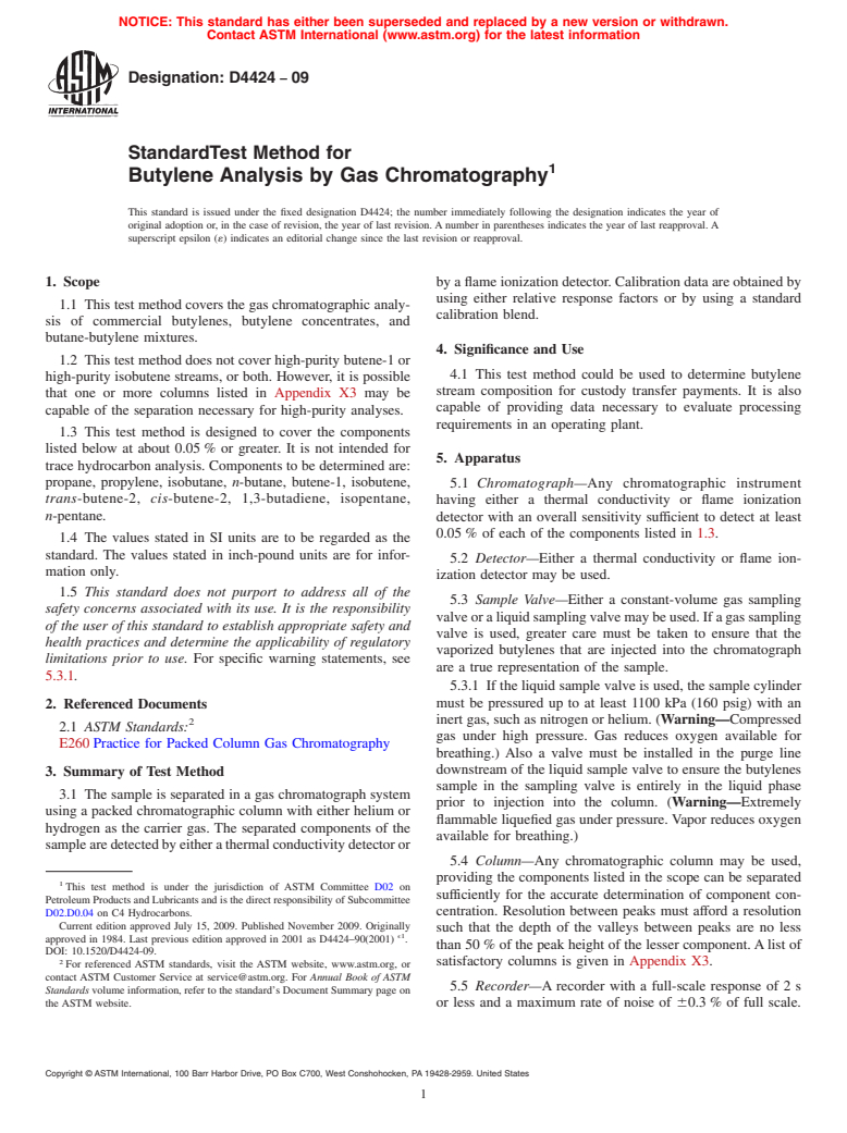 ASTM D4424-09 - Standard Test Method for Butylene Analysis by Gas Chromatography