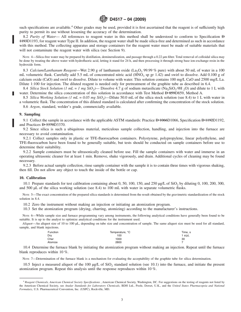 REDLINE ASTM D4517-04(2009) - Standard Test Method for Low-Level Total Silica in High-Purity Water by Flameless Atomic Absorption Spectroscopy