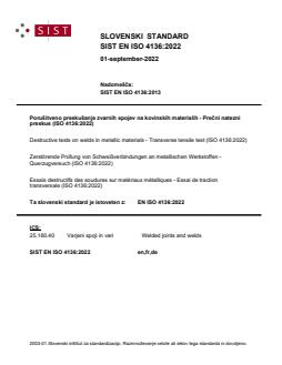 SIST EN ISO 4136:2022 - Page 1 preview