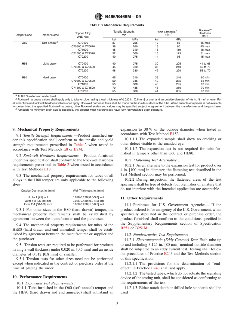 ASTM B466/B466M-09 - Standard Specification for Seamless Copper-Nickel Pipe and Tube