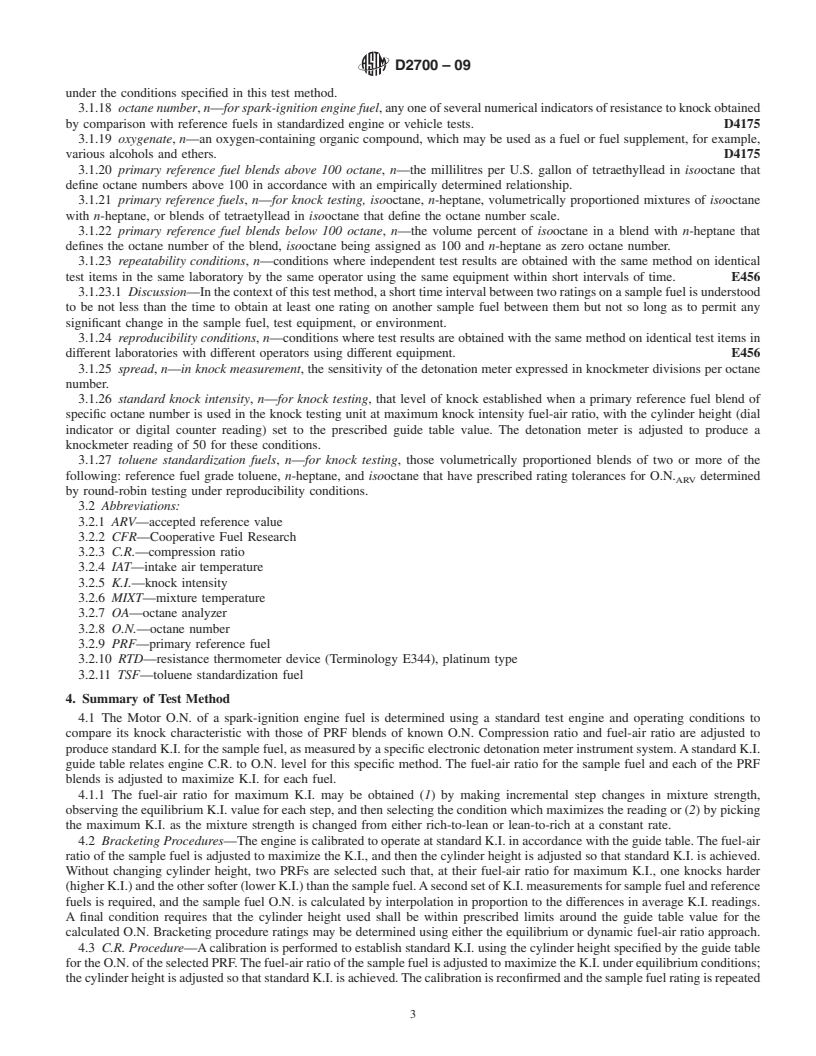 REDLINE ASTM D2700-09 - Standard Test Method for Motor Octane Number of Spark-Ignition Engine Fuel