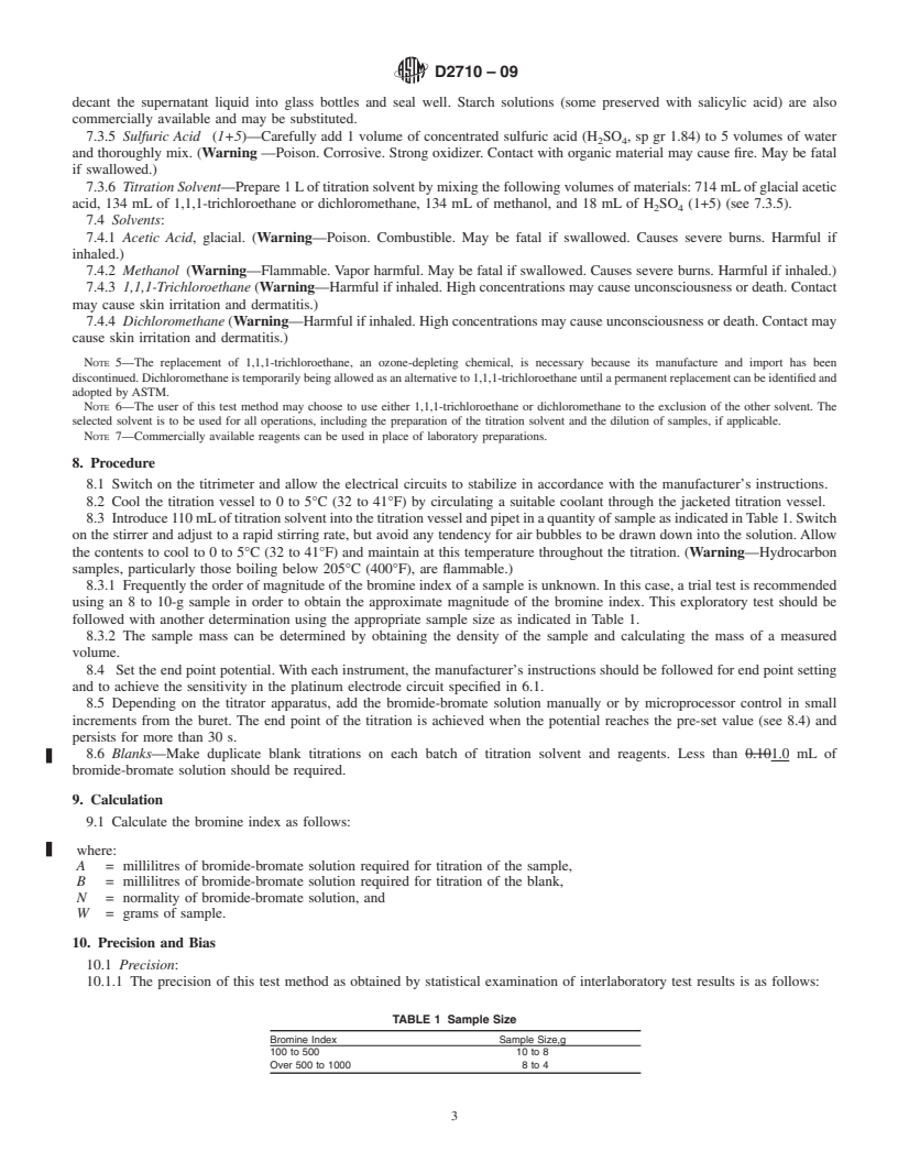 REDLINE ASTM D2710-09 - Standard Test Method for Bromine Index of Petroleum Hydrocarbons by Electrometric Titration