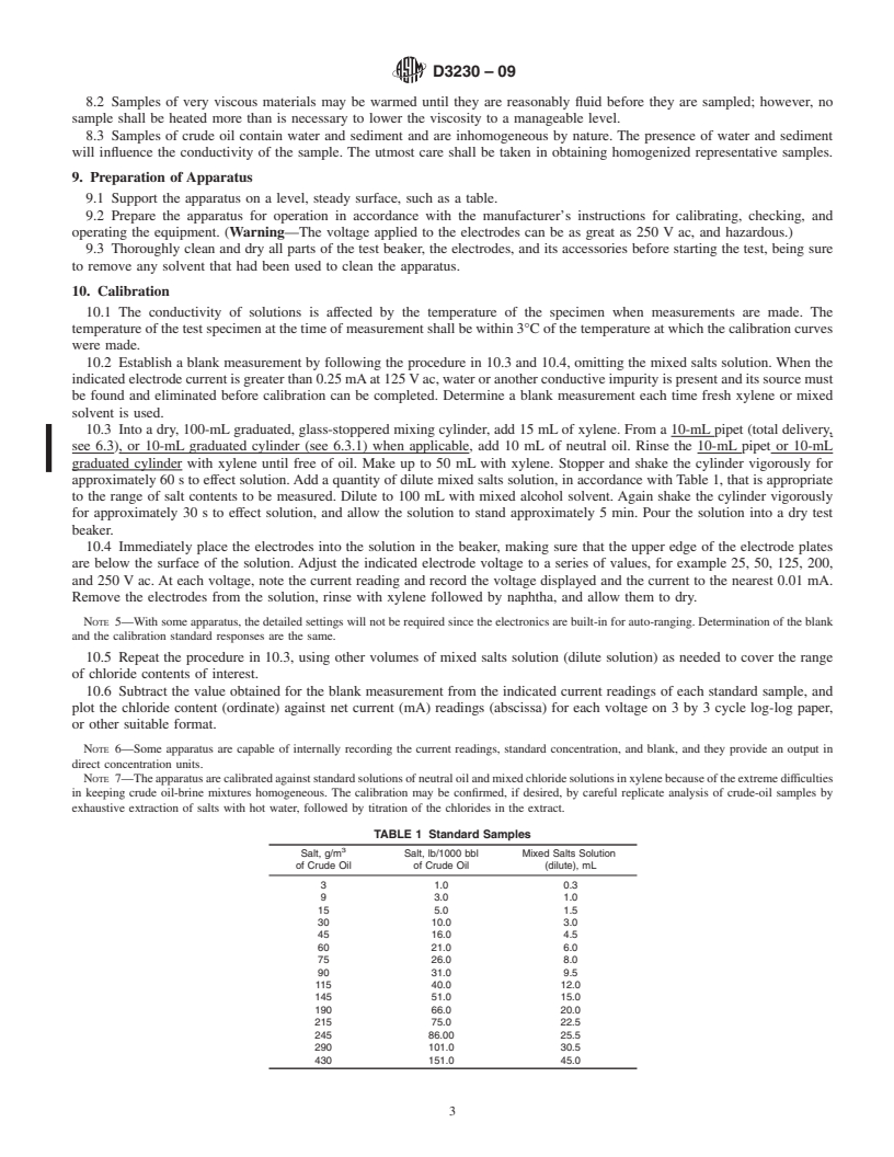 REDLINE ASTM D3230-09 - Standard Test Method for Salts in Crude Oil (Electrometric Method)