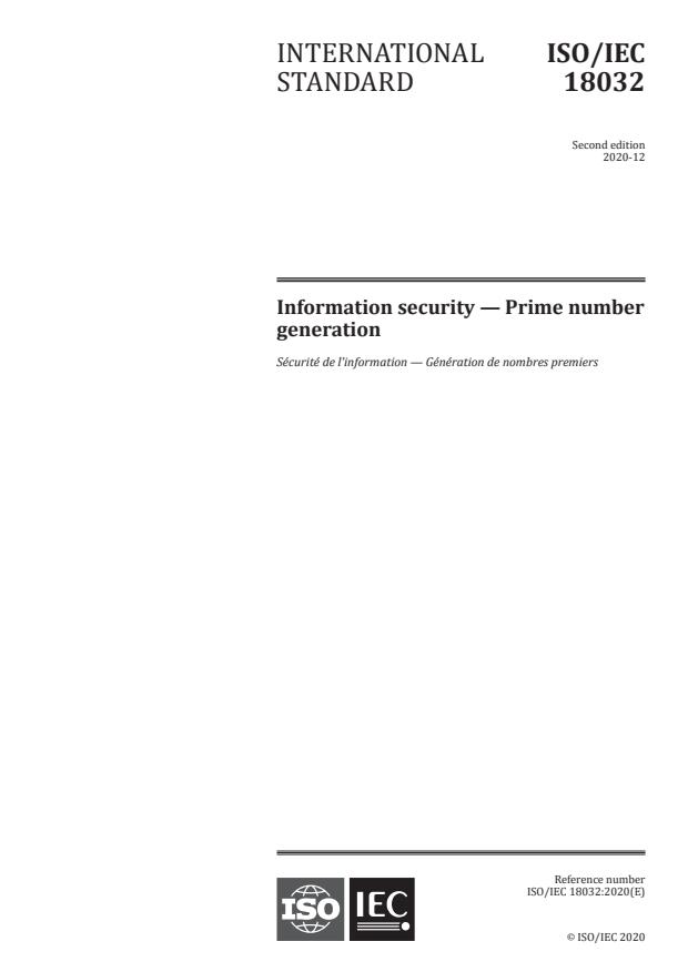 ISO/IEC 18032:2020 - Information security -- Prime number generation