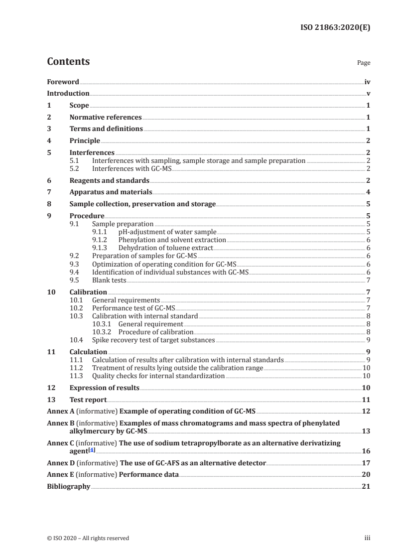 ISO 21863:2020 ISO 21863:2020 - Water quality — Determination of alkylmercury compounds in water — Method using gas chromatography-mass spectrometry (GC-MS) after phenylation and solvent extraction
Released:11/20/2020