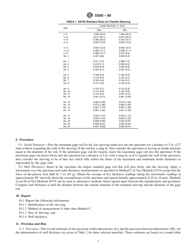 REDLINE ASTM D350-09 - Standard Test Methods for  Flexible Treated Sleeving Used for Electrical Insulation