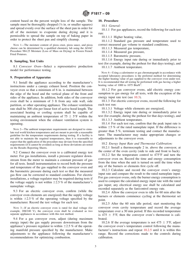 ASTM F1817-09 - Standard Test Method for Performance of Conveyor Ovens