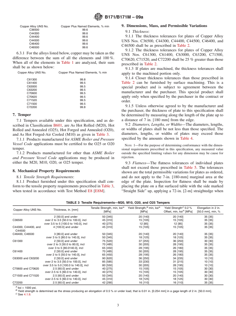 ASTM B171/B171M-09a - Standard Specification for Copper-Alloy Plate and Sheet for Pressure Vessels, Condensers, and Heat Exchangers