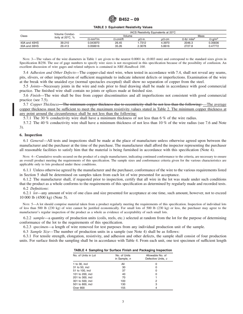 REDLINE ASTM B452-09 - Standard Specification for Copper-Clad Steel Wire for Electronic Application