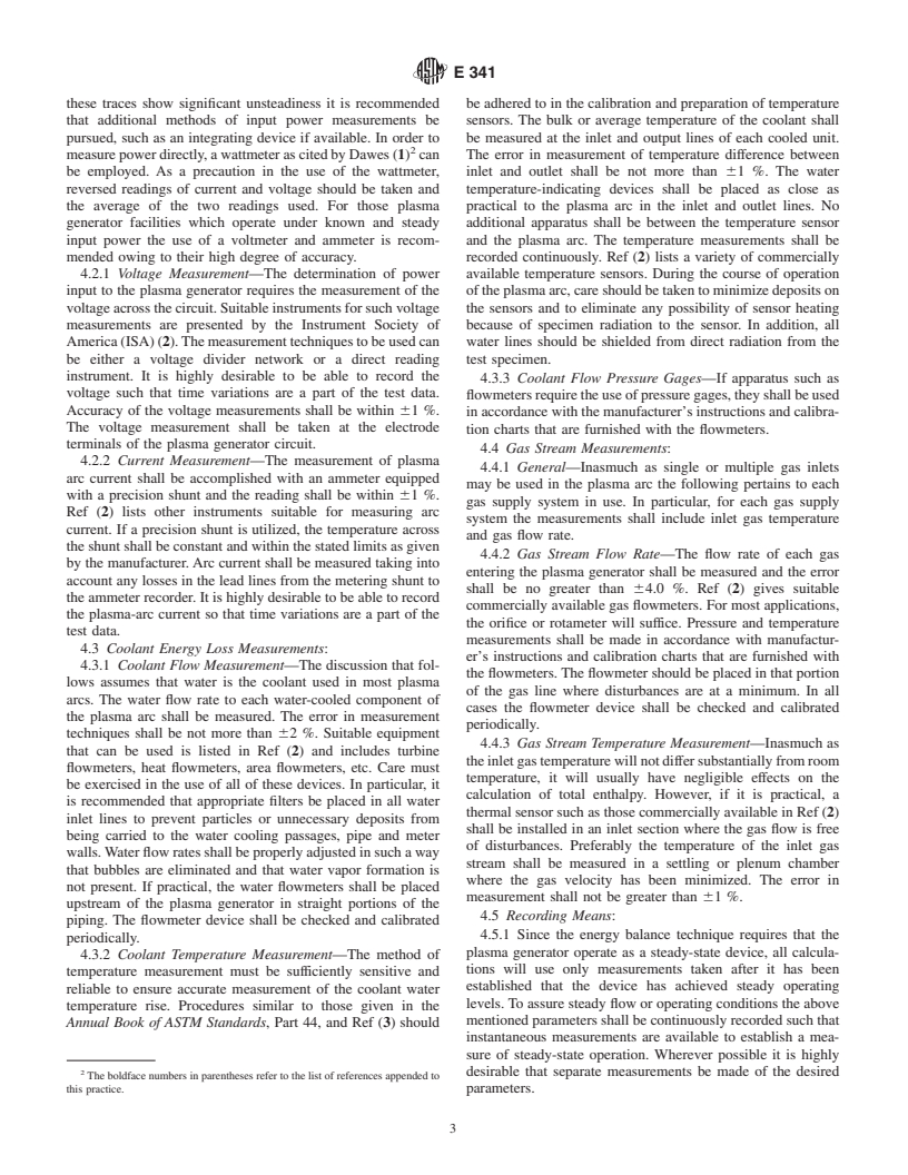 ASTM E341-96(2002) - Standard Practice for Measuring Plasma Arc Gas Enthalpy by Energy Balance