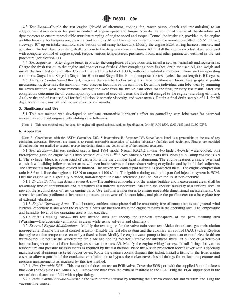 REDLINE ASTM D6891-09a - Standard Test Method for Evaluation of Automotive Engine Oils in the Sequence IVA Spark-Ignition Engine