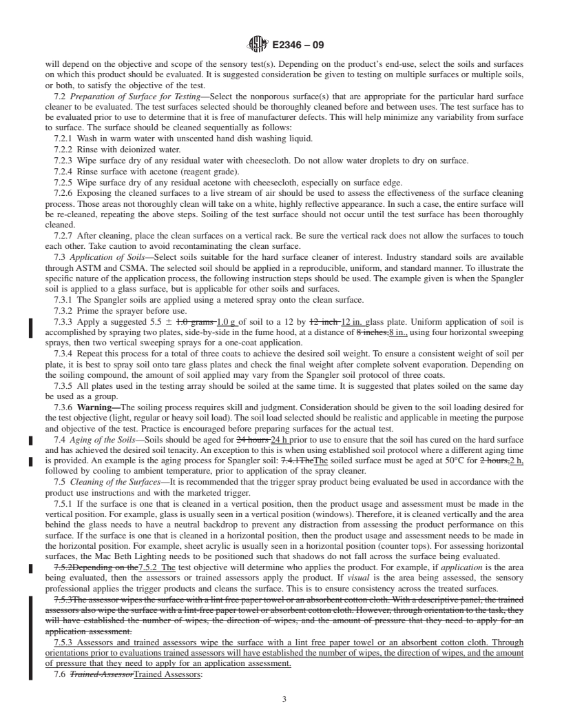 REDLINE ASTM E2346-09 - Standard Guide for Sensory Evaluation of Household Hard Surface-Cleaning Products with Emphasis on Spray Triggers