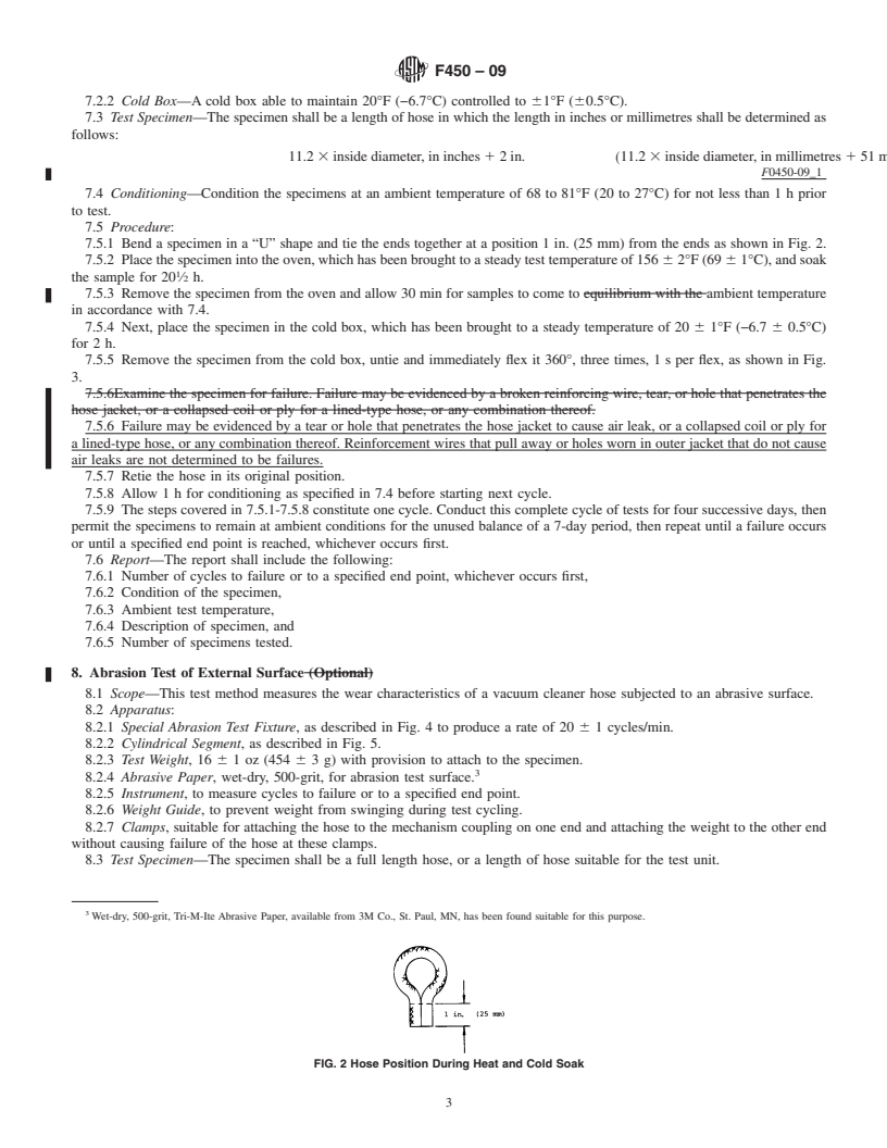 REDLINE ASTM F450-09 - Standard Test Methods for  Vacuum Cleaner Hose<span class='unicode'>&#x2014;</span>Durability and Reliability (Plastic)