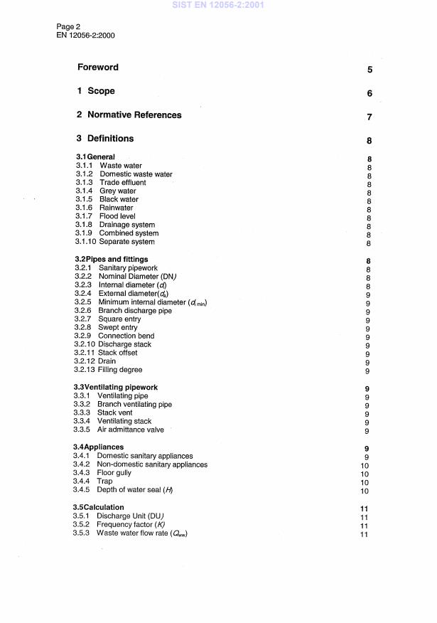 EN 12056-2:2000 EN 12056-2:2001 - Page 4 preview