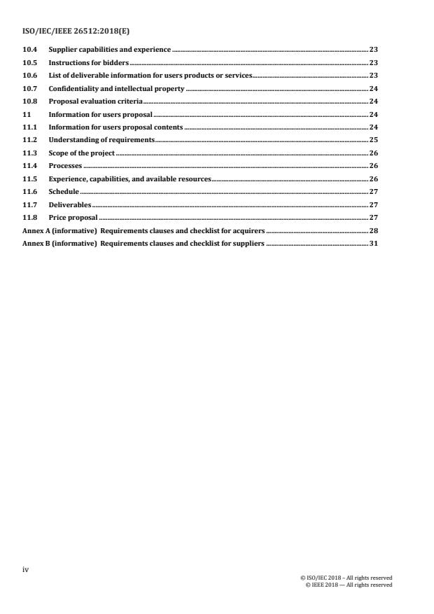 ISO/IEC/IEEE 26512:2018 ISO/IEC/IEEE 26512:2018 - Systems and software engineering -- Requirements for acquirers and suppliers of information for users - Page 4 preview