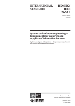 ISO/IEC/IEEE 26512:2018 - Systems and software engineering — Requirements for acquirers and suppliers of information for users
Released:6/6/2018 - Page 1 preview