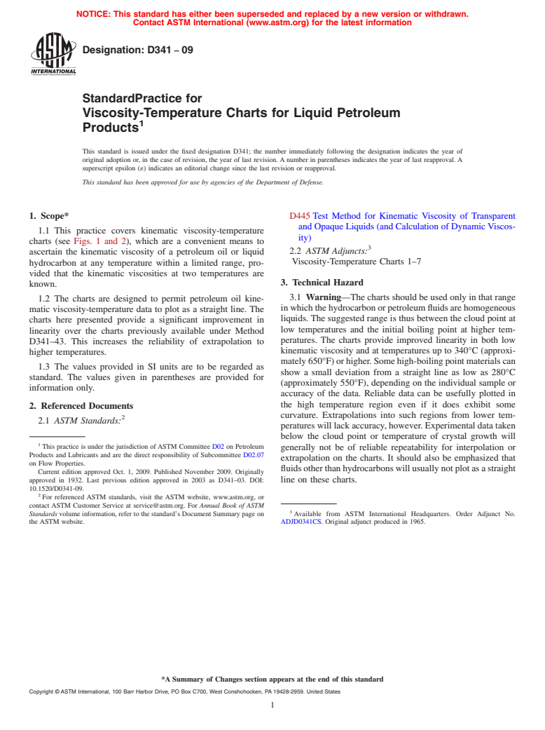 ASTM D341-09 - Standard Practice for Viscosity-Temperature Charts for Liquid Petroleum Products