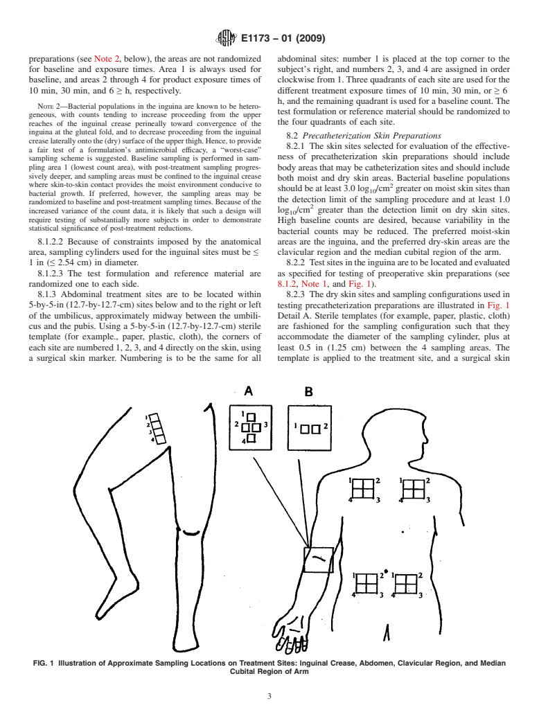 ASTM E1173-01(2009) - Standard Test Method for Evaluation of Preoperative, Precatheterization, or Preinjection Skin Preparations