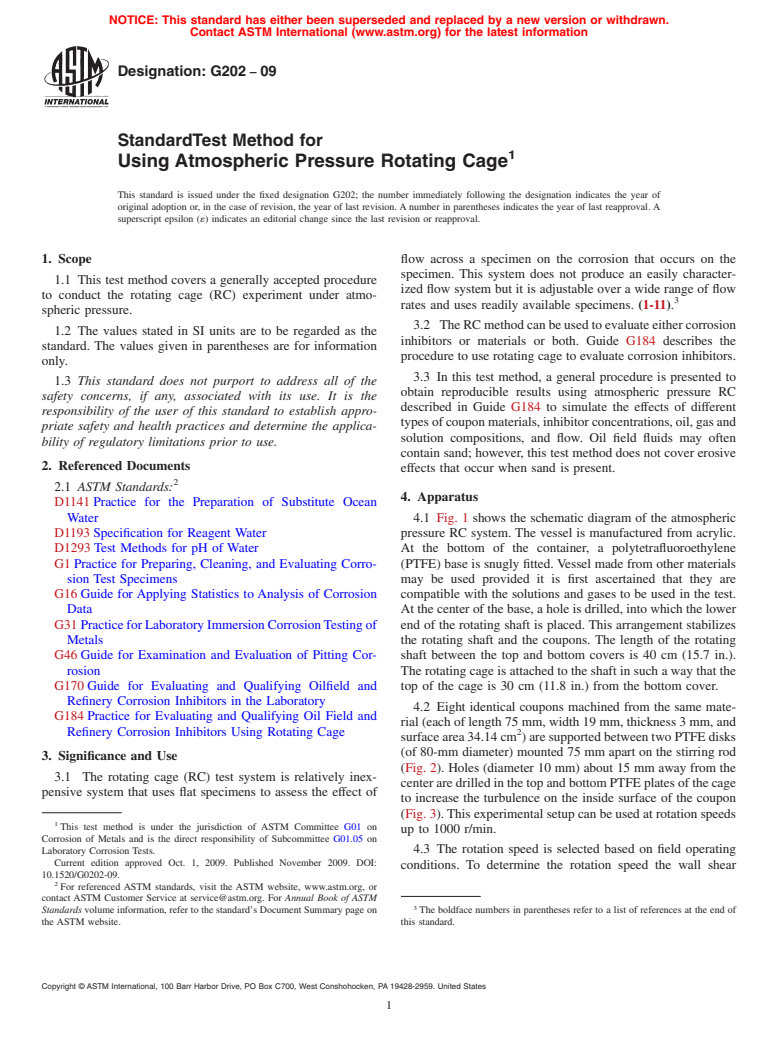 ASTM G202-09 - Standard Test Method for Using Atmospheric Pressure Rotating Cage