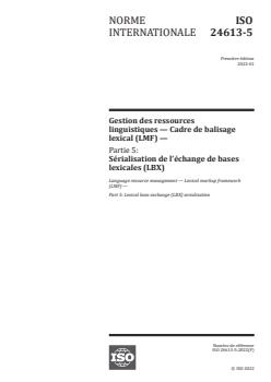 SIST ISO 24613-5:2023 ISO 24613-5:2022 - Language resource management — Lexical markup framework (LMF) — Part 5: Lexical base exchange (LBX) serialization
Released:1/19/2022 - Page 1 preview