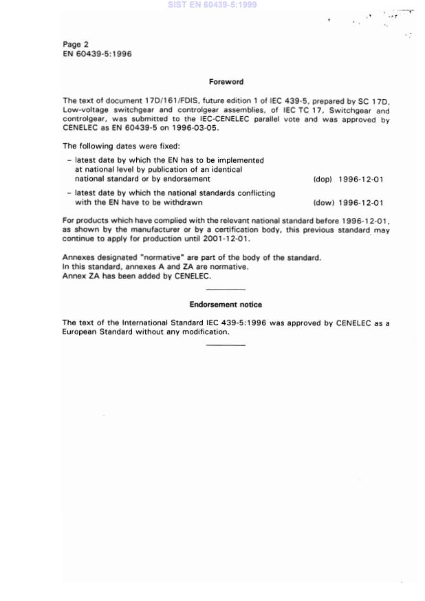 EN 60439-5:1996 EN 60439-5:1999 - Page 4 preview