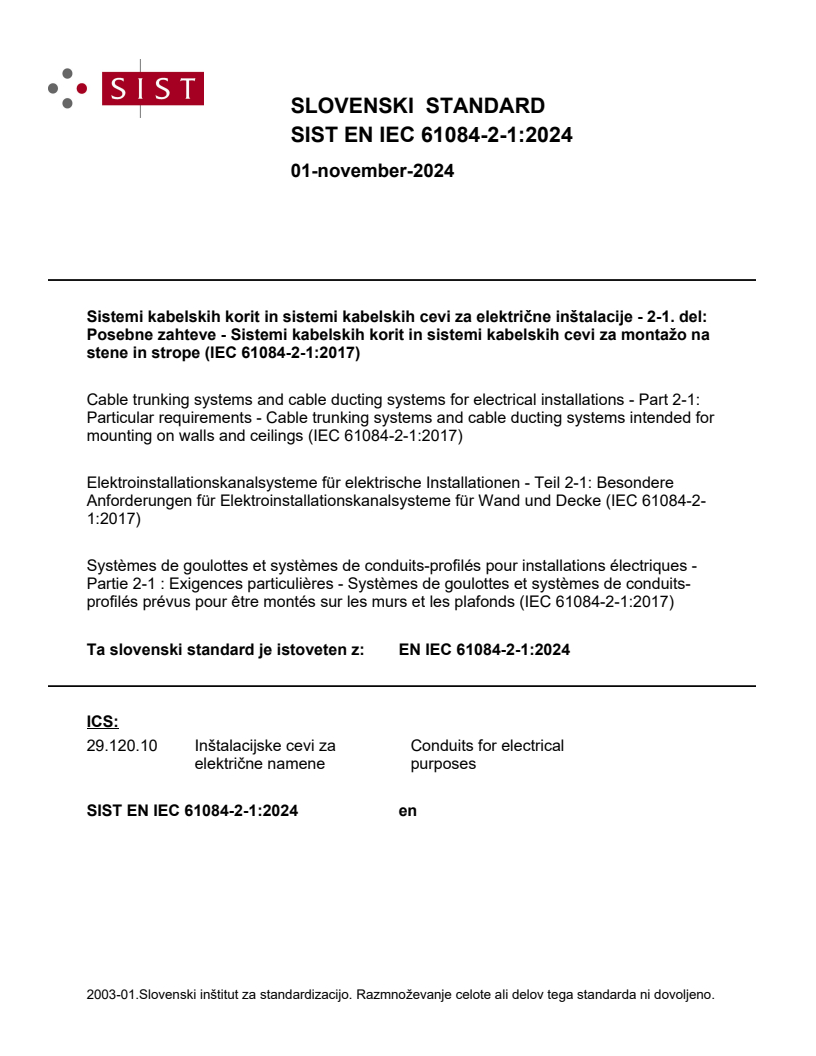 EN IEC 61084-2-1:2024