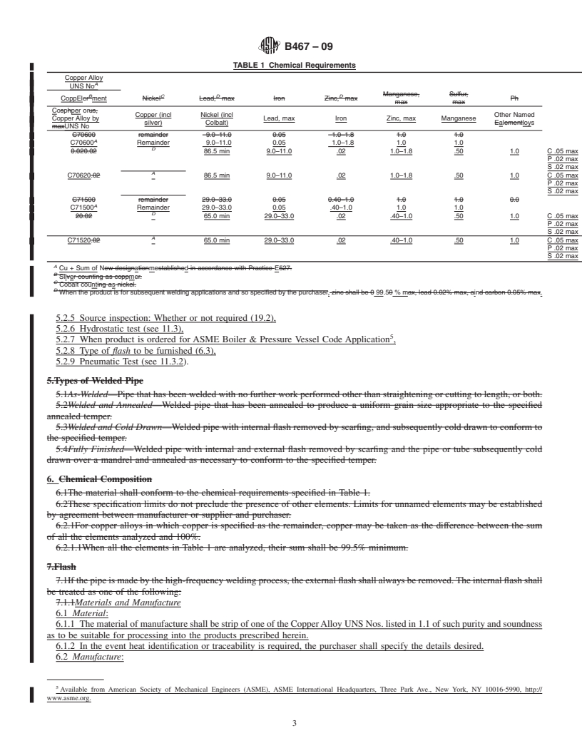 REDLINE ASTM B467-09 - Standard Specification for Welded Copper-Nickel Pipe