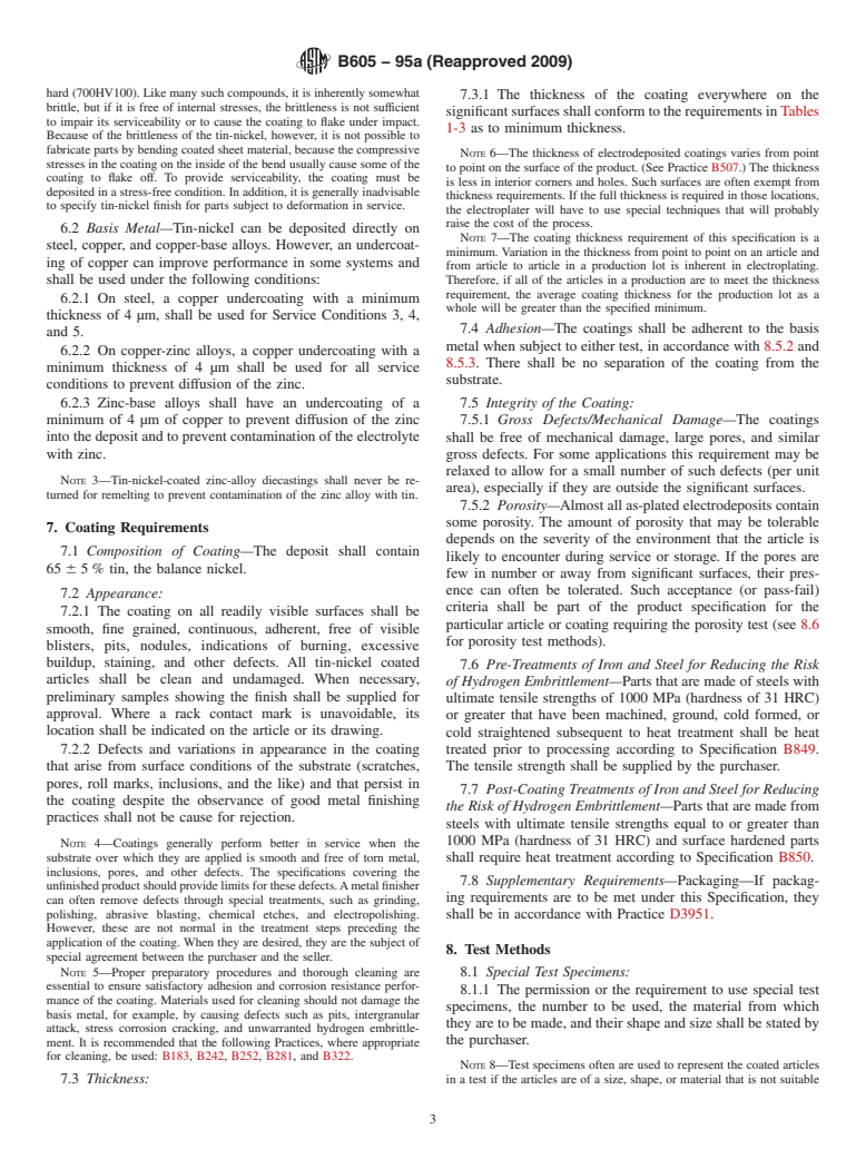 ASTM B605-95a(2009) - Standard Specification for Electrodeposited Coatings of Tin-Nickel Alloy