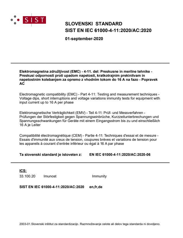 EN IEC 61000-4-11:2020/AC:2020