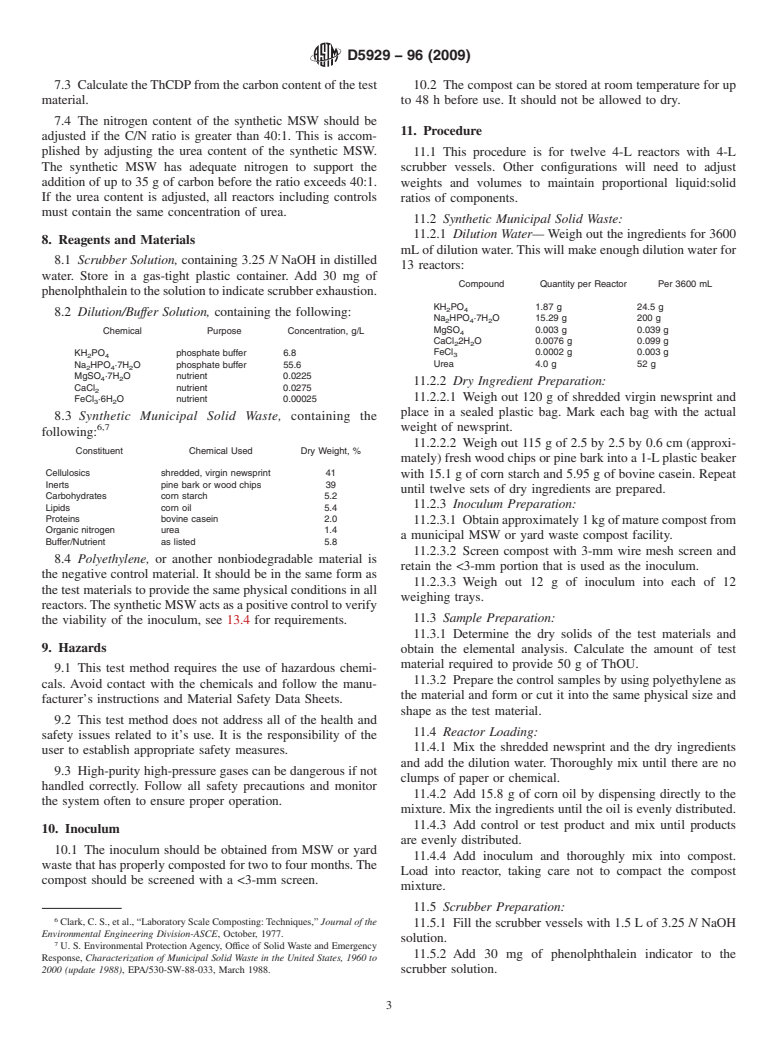 ASTM D5929-96(2009) - Standard Test Method for Determining Biodegradability of Materials Exposed to Municipal Solid Waste Composting Conditions by Compost Respirometry