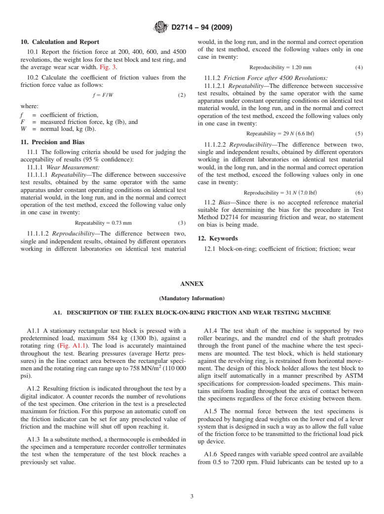 ASTM D2714-94(2009) - Standard Test Method for Calibration and Operation of the Falex Block-on-Ring Friction and Wear Testing Machine