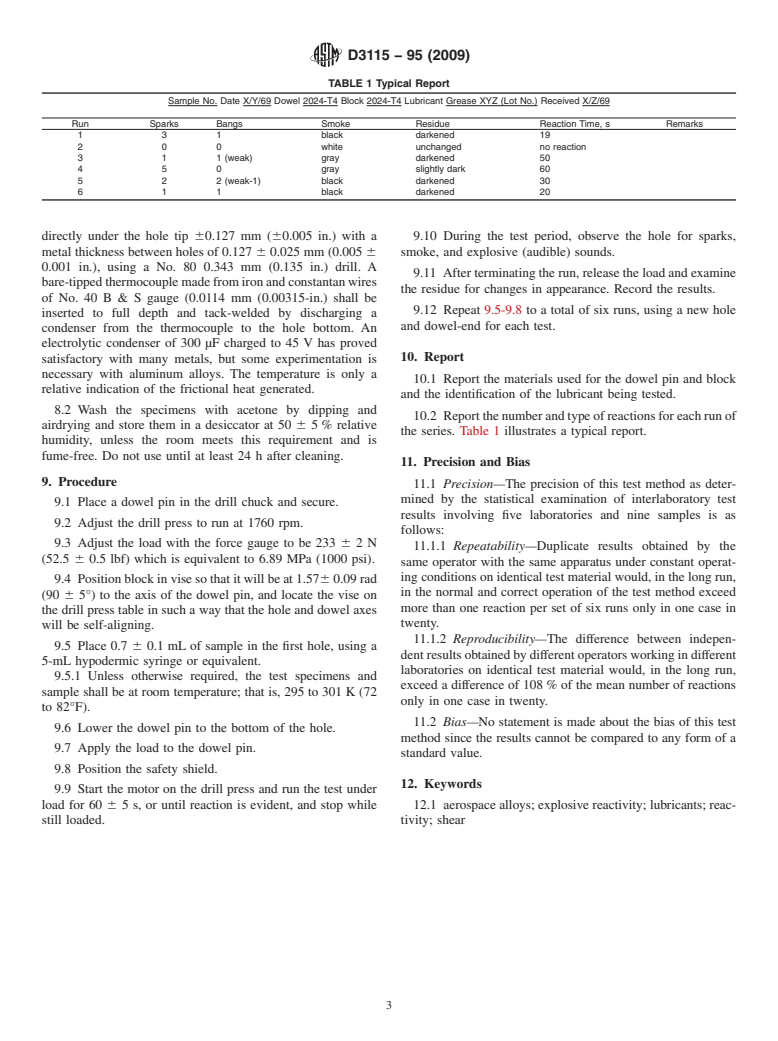 ASTM D3115-95(2009) - Standard Test Method for Explosive Reactivity of Lubricants with Aerospace Alloys Under High Shear