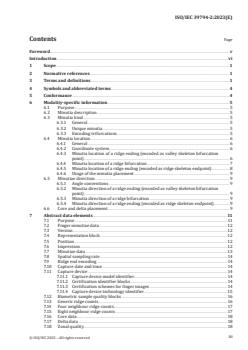 ISO/IEC 39794-2:2023 ISO/IEC 39794-2:2023 - Information technology — Extensible biometric data interchange formats — Part 2: Finger minutiae data
Released:21. 09. 2023 - Page 3 preview