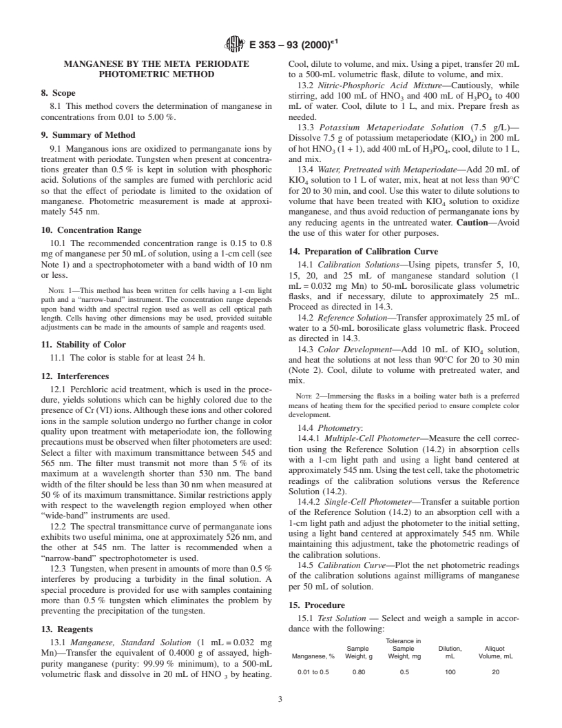 ASTM E353-93(2000)e1 - Standard Test Methods for Chemical Analysis of Stainless, Heat-Resisting, Maraging, and Other Similar Chromium-Nickel-Iron Alloys