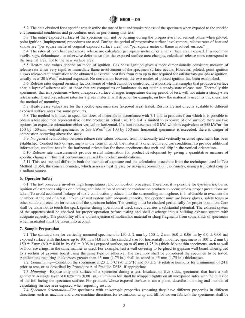 REDLINE ASTM E906-09 - Standard Test Method for  Heat and Visible Smoke Release Rates for Materials and Products Using a Thermopile Method