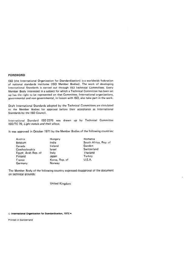 ISO 2376:1972 ISO 2376:1972 - Anodization (anodic oxidation) of aluminium and its alloys -- Insulation check by measurement of breakdown potential - Page 2 preview