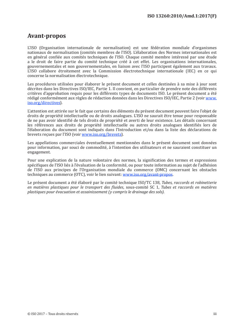 ISO 13260:2010/Amd 1:2017 - Systèmes de canalisations thermoplastiques pour branchements et collecteurs d'assainissement enterrés sans pression — Méthode d'essai de la résistance à un cycle de température et de charge externe combinés — Amendement 1
Released:10/9/2017