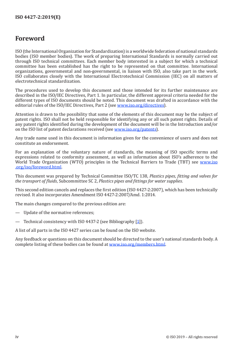 ISO 4427-2:2019 ISO 4427-2:2019 - Plastics piping systems for water supply, and for drainage and sewerage under pressure — Polyethylene (PE) — Part 2: Pipes
Released:8/6/2019 - Page 4 preview