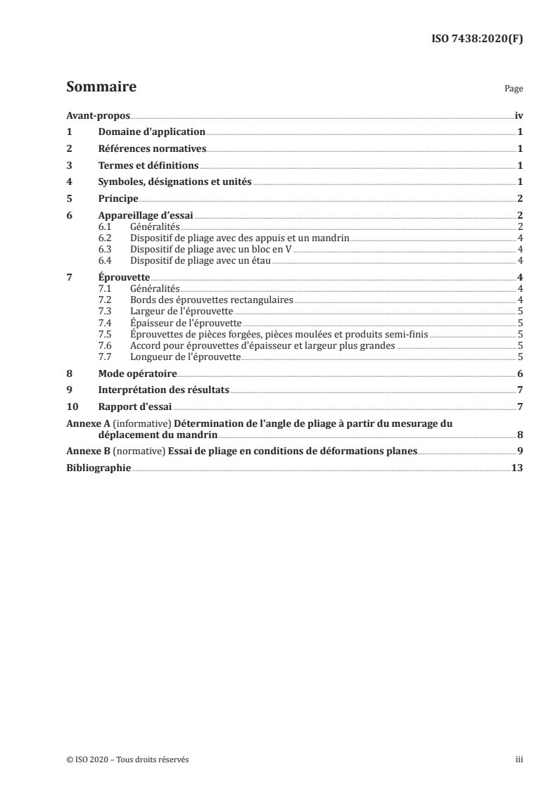 ISO 7438:2020 ISO 7438:2020 - Matériaux métalliques — Essai de pliage
Released:10/12/2020
