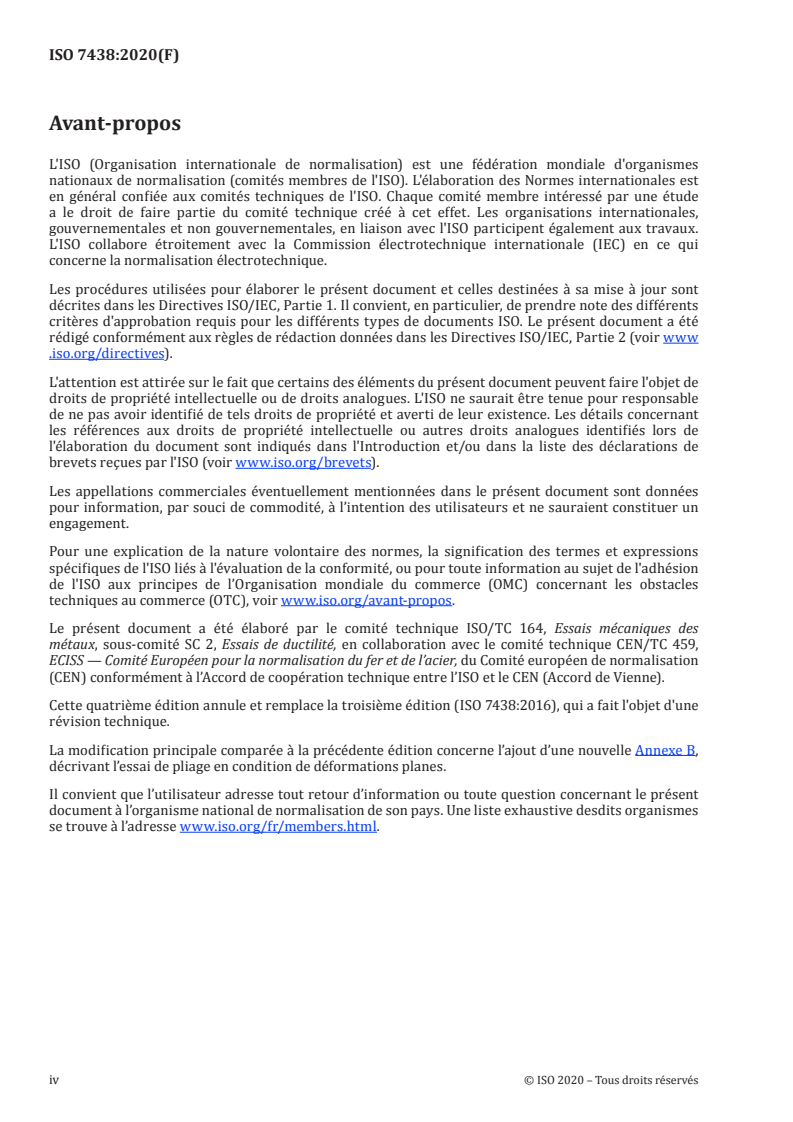 ISO 7438:2020 ISO 7438:2020 - Matériaux métalliques — Essai de pliage
Released:10/12/2020 - Page 4 preview